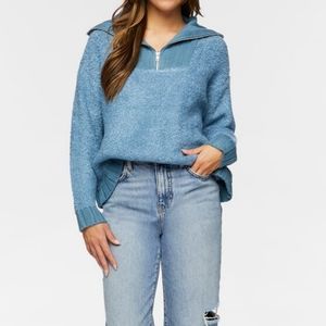 F21 Popcorn Knit Half Zip Sweater